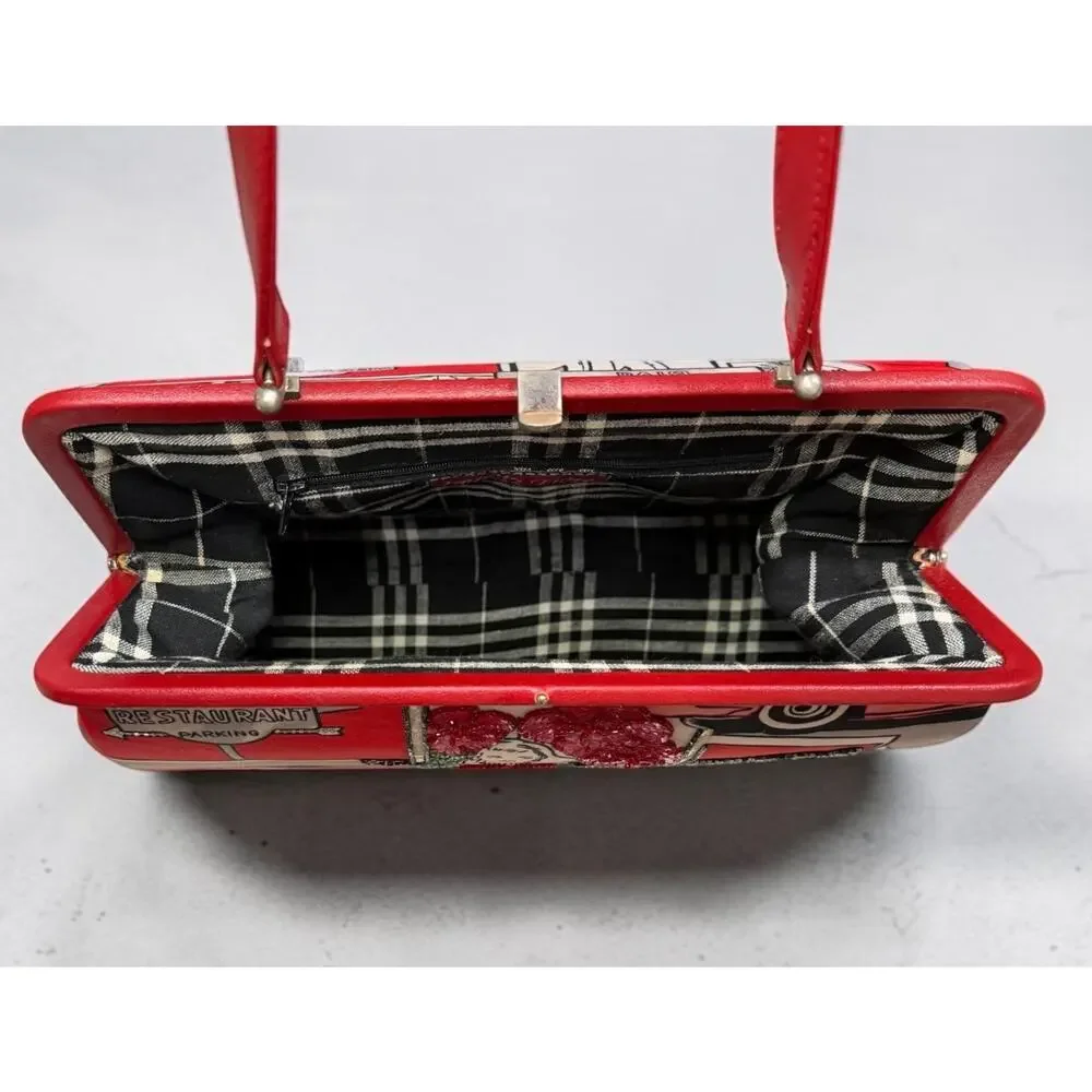 Y2K Isabella Fiore Hollywood Pop Art Beaded Satchel Frame Bag
